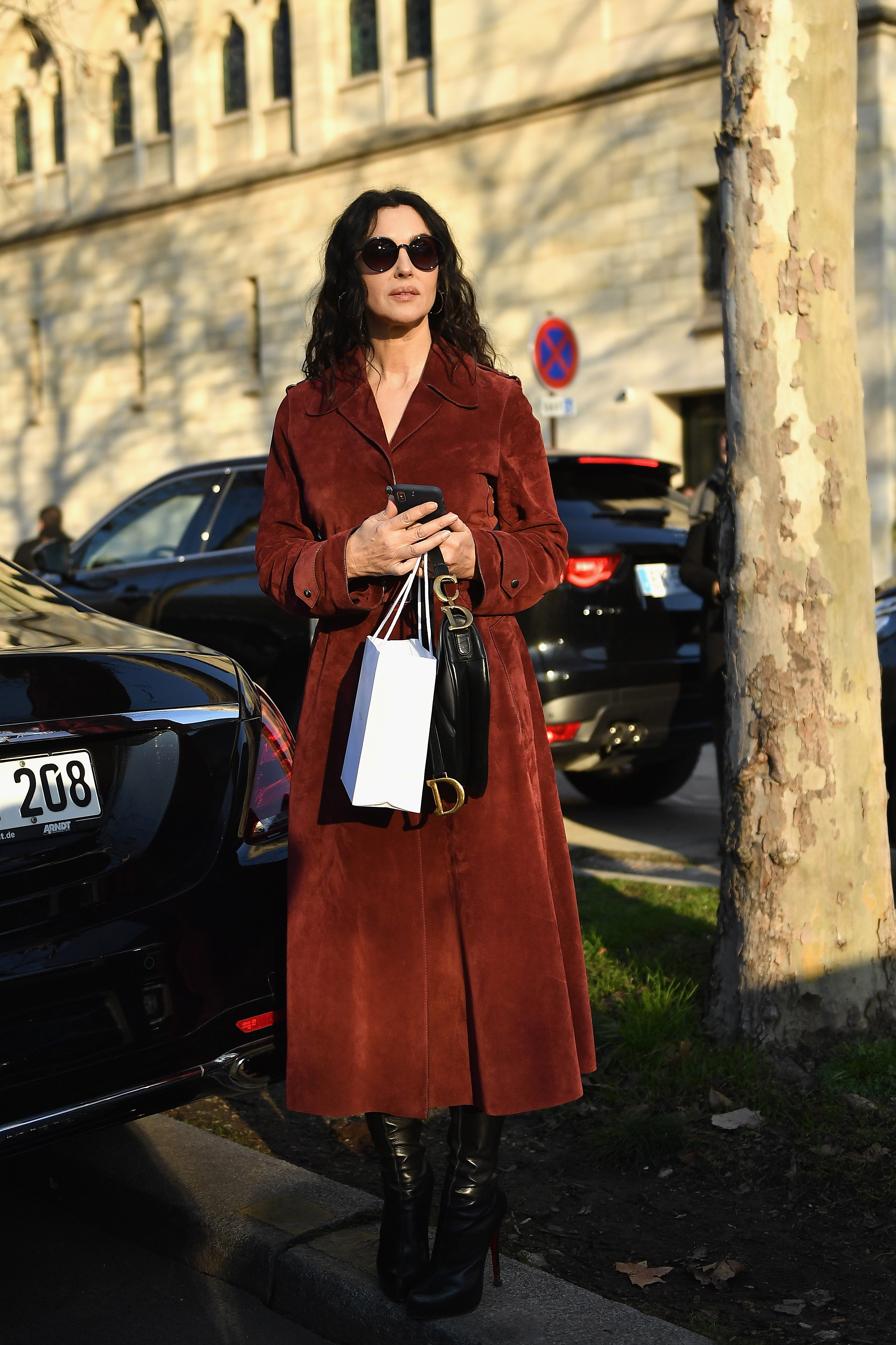 Monica Bellucci is seen arriving at the Christian Dior Haute Couture Spring Summer 2019 show as part of Paris Fashion Week.